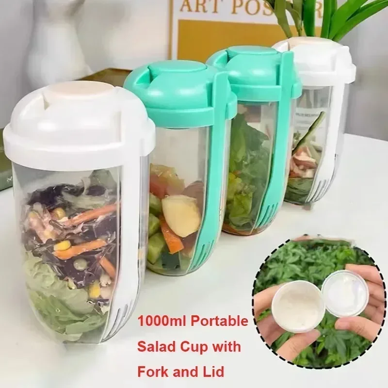 Meal Prep Bowl - 뚜껑과 포크가 함께 있는 휴대용 샐러드