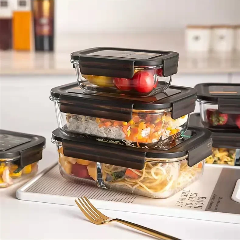Meal Prep Bowl - 전자레인지 사용 가능, 유리 재질, 칸막이형